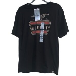 Hurley Men's‎ Small Black T Shirt Graphic Eagle Logo Short Sleeve Cotton NWT!